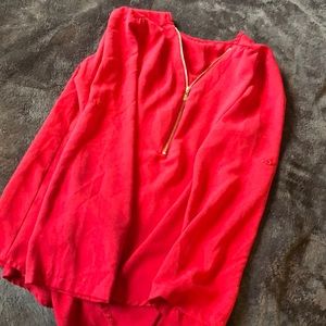 Red zipper down blouse